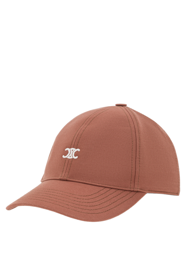 Celine triomphe brown cotton baseball cap with logo 191957 - photo 3