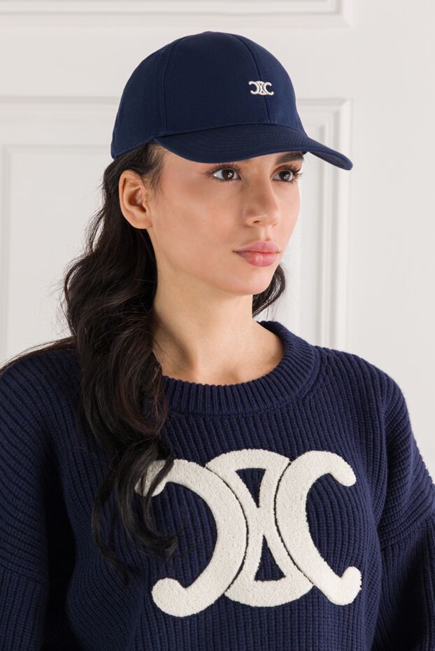 Бейсболка Triomphe із бавовни синього кольору з логотипом - фото 2