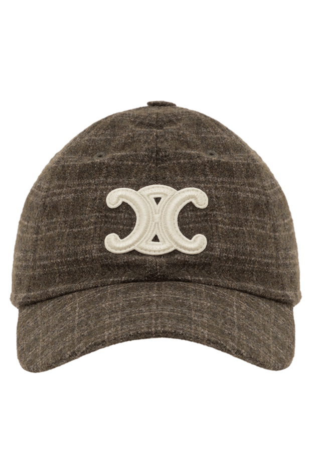 Celine triomphe green plaid wool felt baseball cap 191960 - photo 1