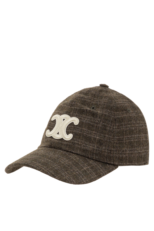 Celine triomphe green plaid wool felt baseball cap 191960 - photo 3