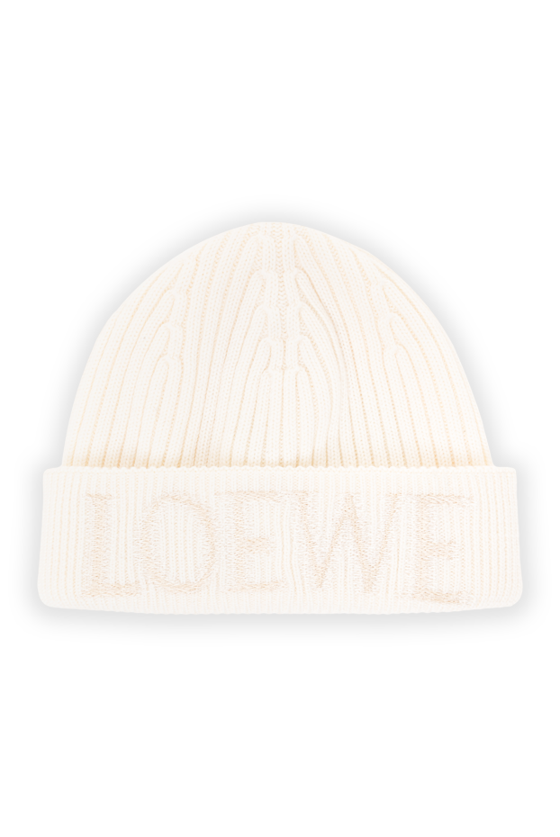 Loewe white medium weight ribbed wool beanie hat 191977 - photo 1