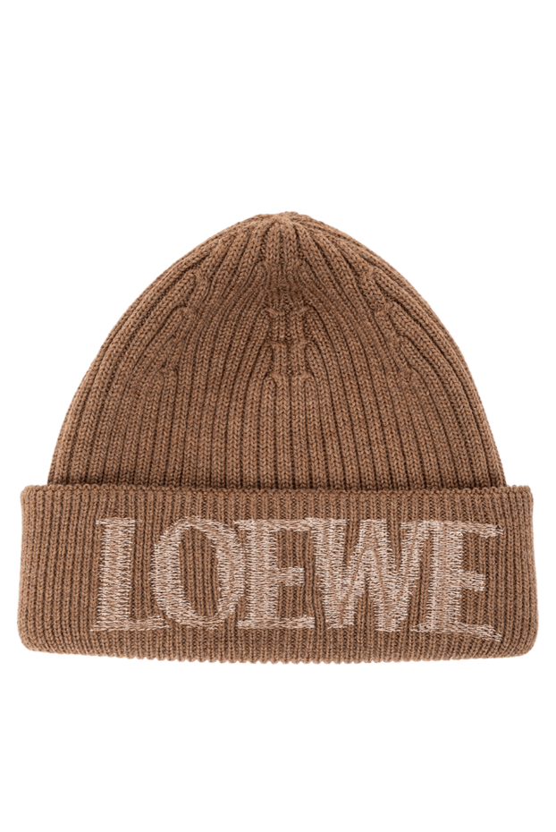 Loewe brown medium weight ribbed wool beanie hat 191979 - photo 1