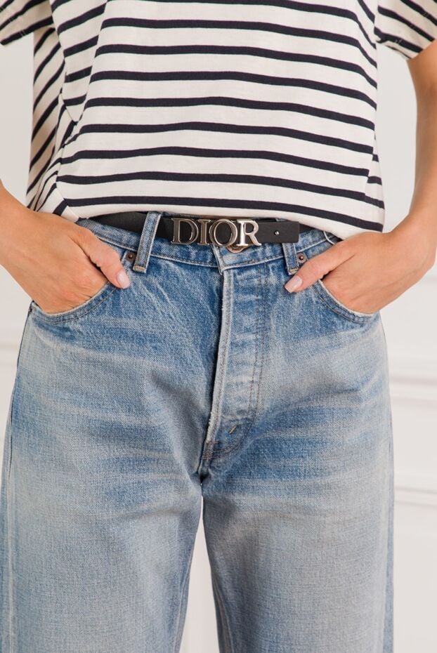 Dior d-dream reversible belt in smooth calfskin with palladium finish 192029 - photo 2