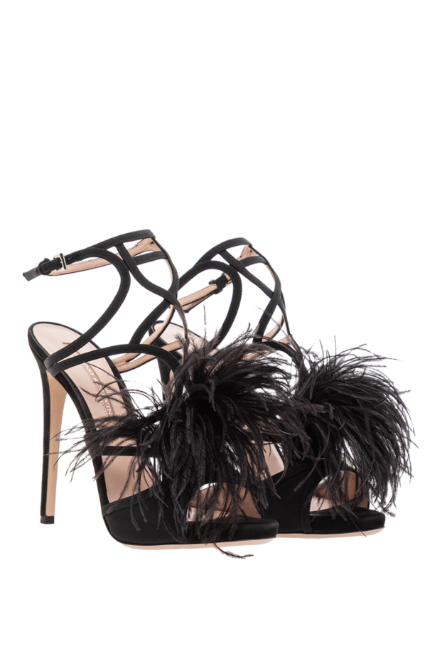 Ermanno Scervino black suede high heel sandals with feathers 192033 - photo 3