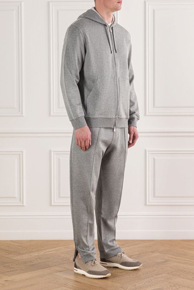 Brunello Cucinelli gray tracksuit made of high-quality cotton with the addition of silk or cashmere 192035 - photo 3