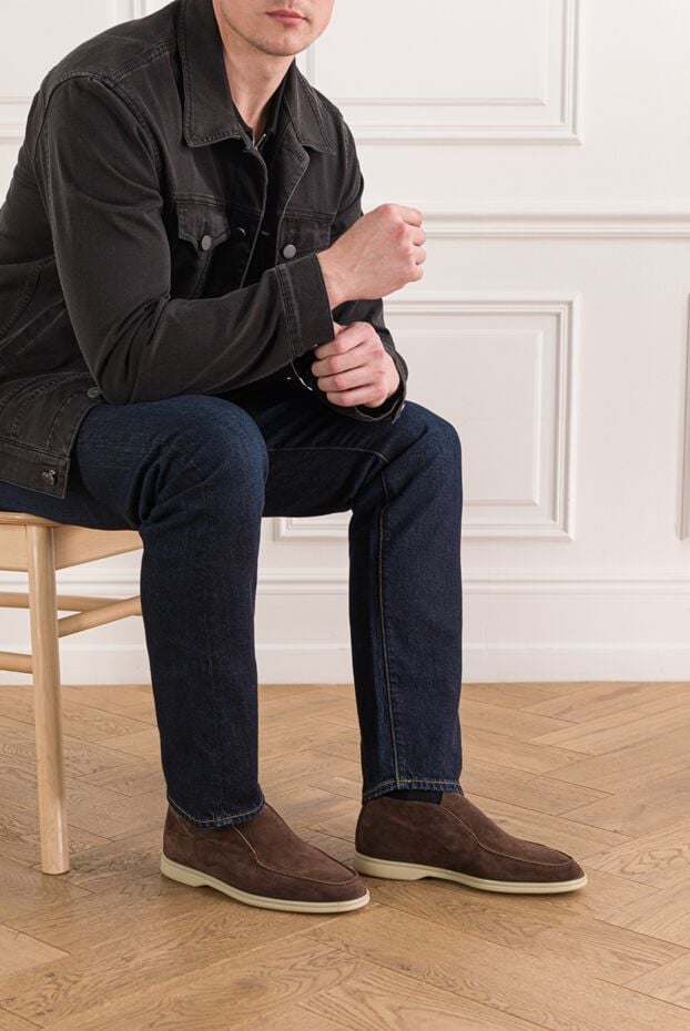 Cesare di Napoli brown loafers made of soft suede with a light sole 192044 - photo 2