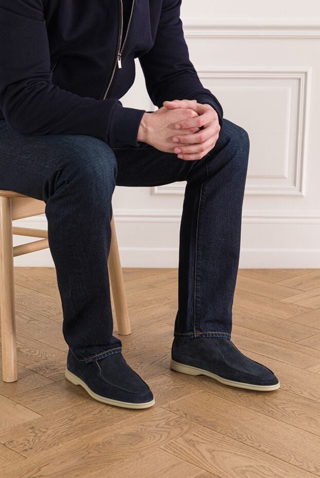 Cesare di Napoli dark blue suede loafers with a velvety surface and a comfortable fit 192046 - photo 2
