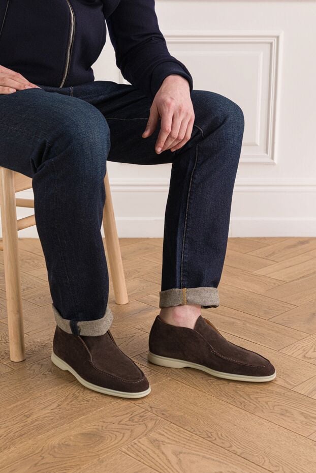 Cesare di Napoli suede high loafers in a warm coffee shade 192050 - photo 2