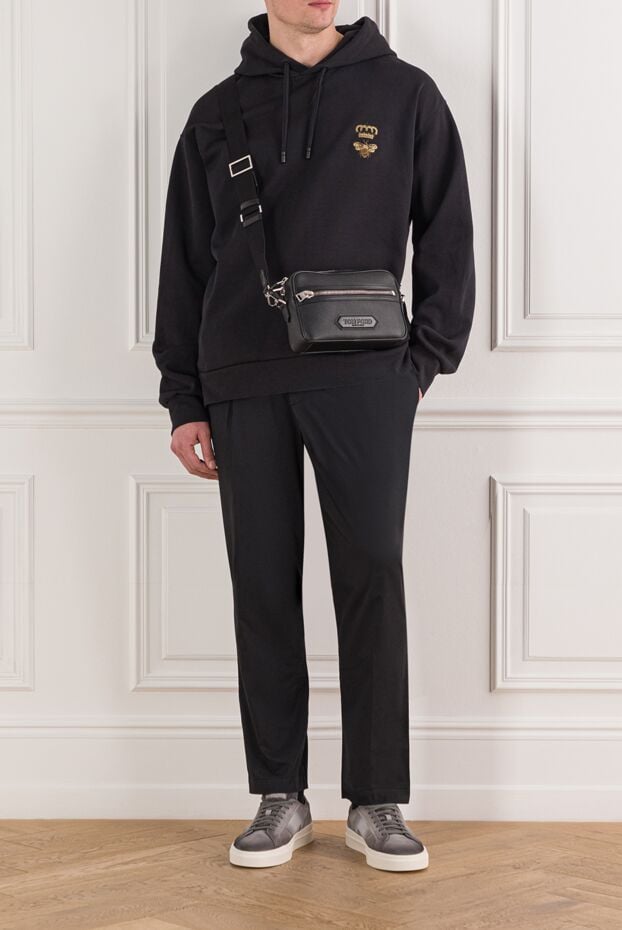 Dolce & Gabbana чорне худі з бавовняного джерсі з вишивкою 192061 - фото 2