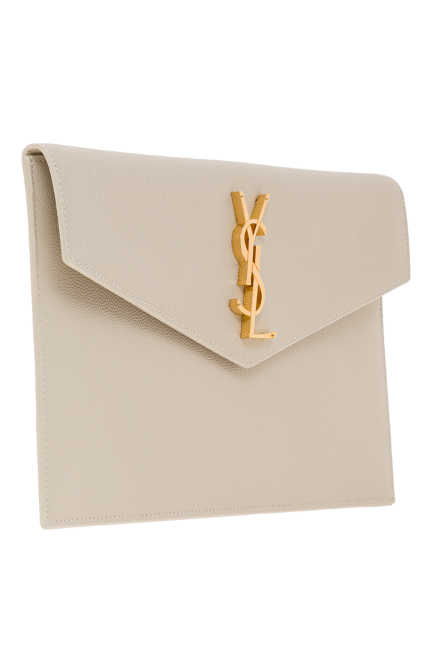 Saint Laurent small envelope clutch with flap made of white calfskin 192079 - photo 3