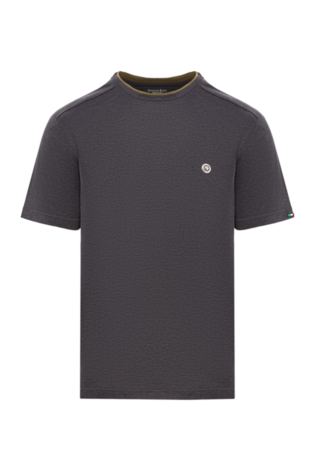 Stefano Ricci gray cotton t-shirt with metallic logo 192106 - photo 1
