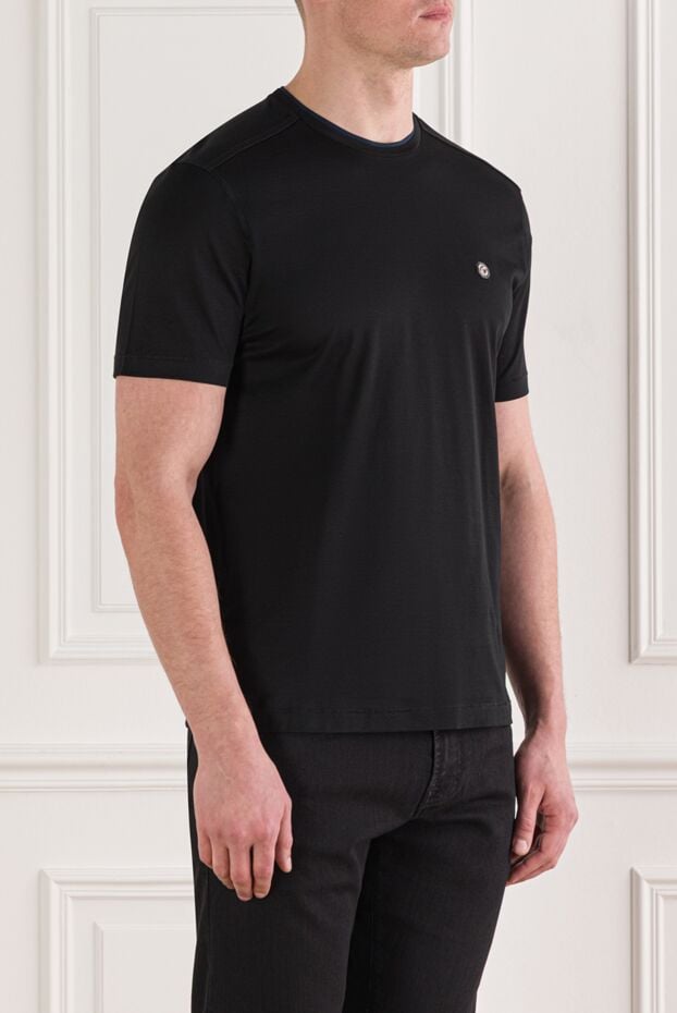 Stefano Ricci black cotton t-shirt with metallic logo 192107 - photo 3