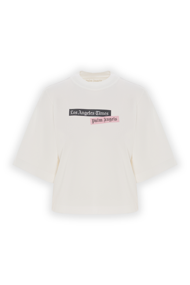 Palm Angels cropped white cotton t-shirt with wide sleeves 192134 - photo 1