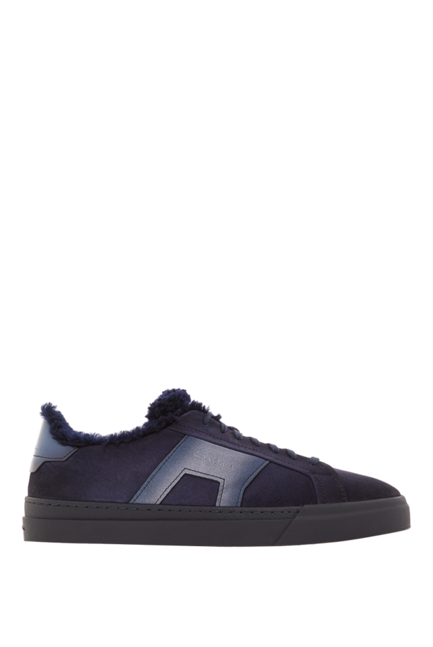 Santoni men's gloria suede sneakers in dark blue with fur lining. 192144 - photo 1