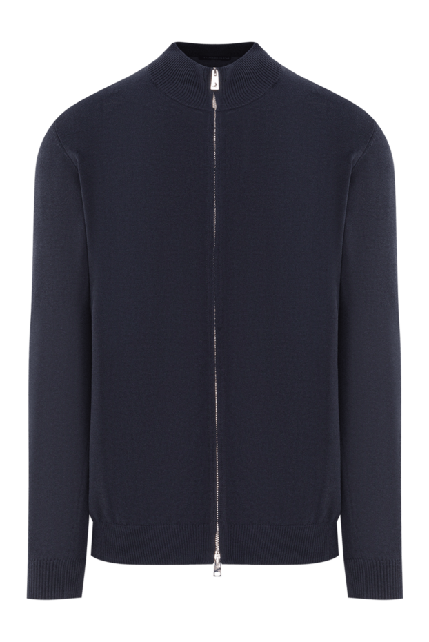 Tombolini men's blue cotton and silk zip-up cardigan 192234 - photo 1