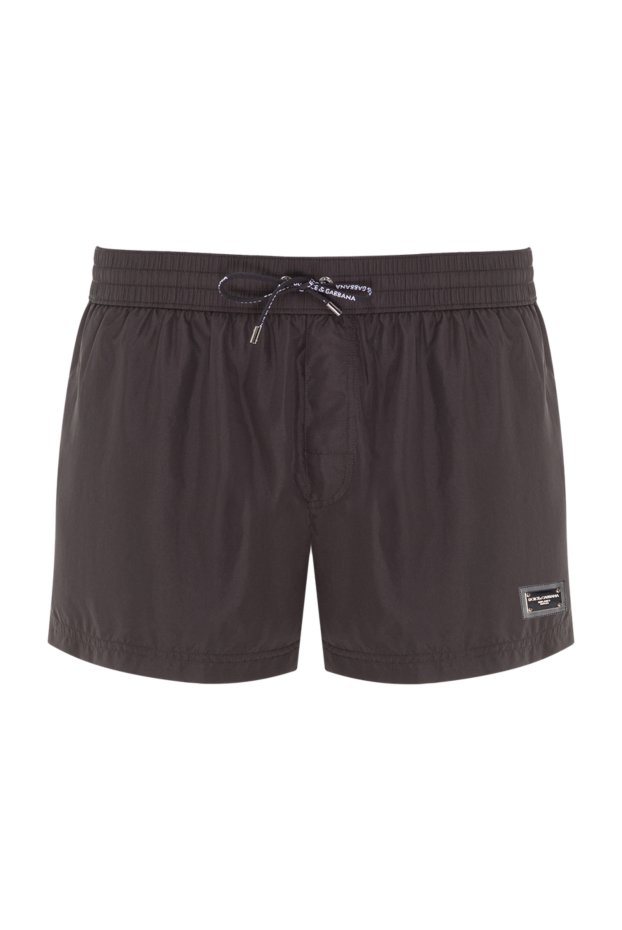Dolce & Gabbana black men's beach shorts with metal logo plate 192238 - photo 1
