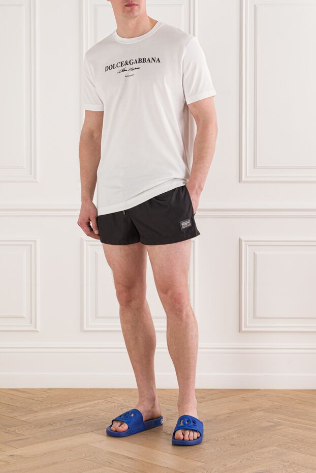 Dolce & Gabbana black men's beach shorts with metal logo plate 192238 - photo 2