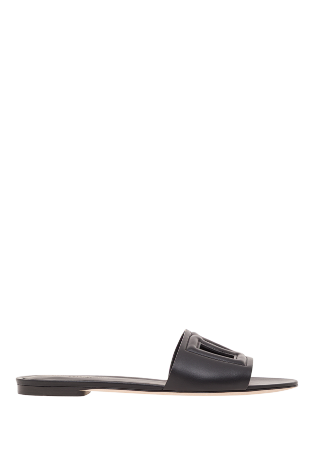 Dolce & Gabbana bianca dg millennials logo calfskin slides in black 192241 - photo 1