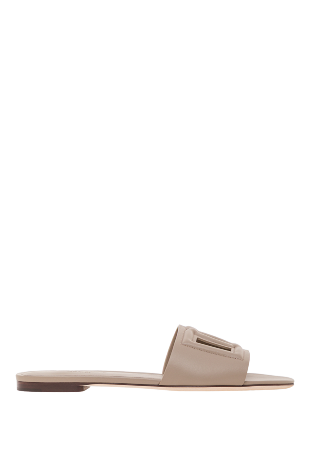Dolce & Gabbana bianca dg millennials logo calfskin slides in beige 192243 - photo 1