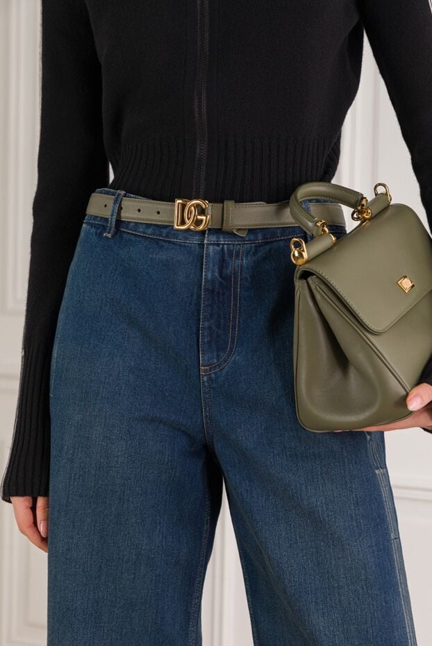 Dolce & Gabbana calfskin belt with green dg logo 192247 - photo 2
