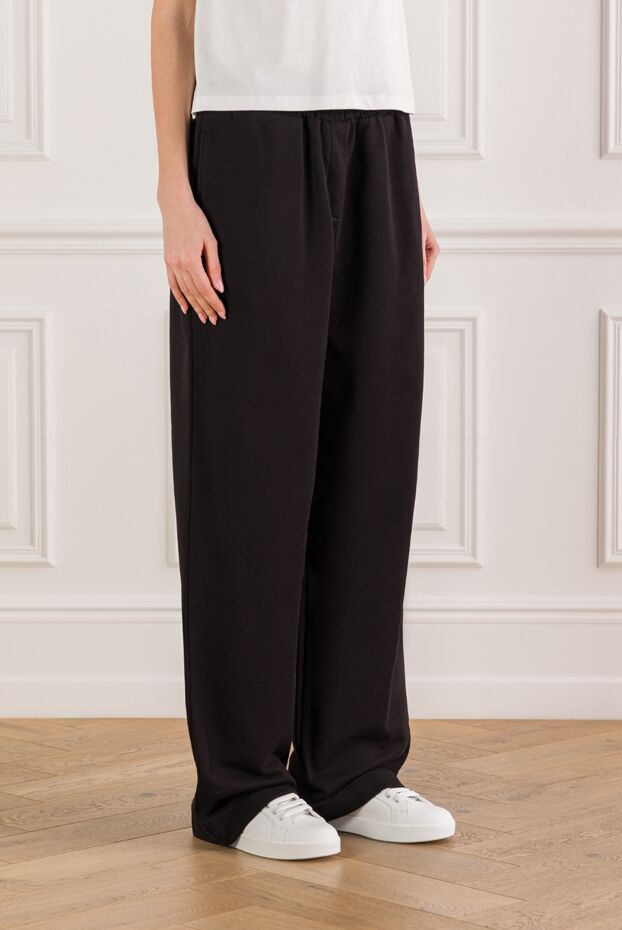 Dolce & Gabbana black wide-leg sweatpants with a white logo 192251 - photo 3