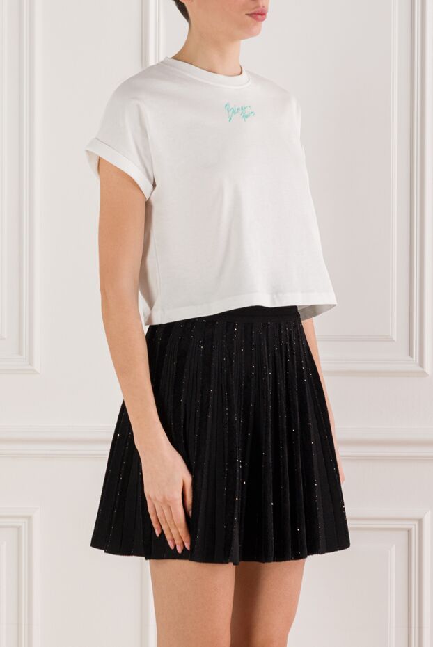 Balmain белая футболка из хлопка с контрастным принтом 192256 - фото 3