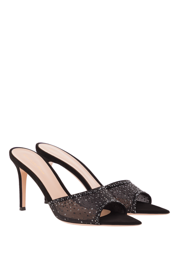 Gianvito Rossi rania mule 85 sandals in silk organza trimmed with black suede 192261 - photo 3