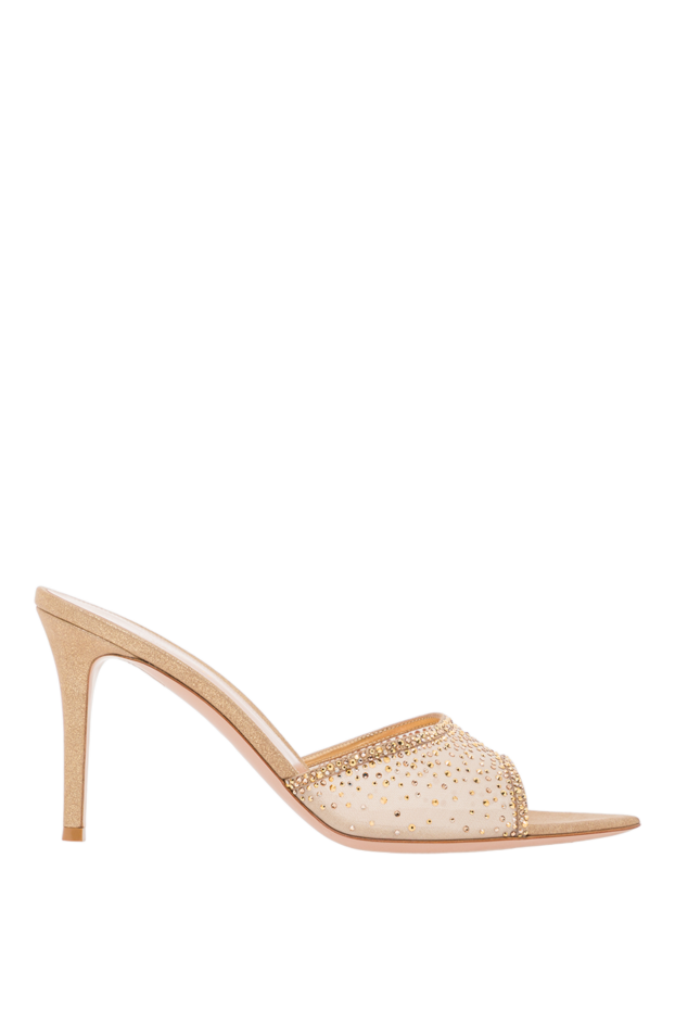 Gianvito Rossi rania mule 85 silk organza sandals trimmed with gold suede 192267 - photo 1