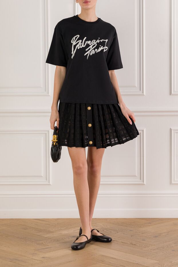 Balmain короткая плиссированная юбка из клетчатого трикотажа 192274 - фото 2