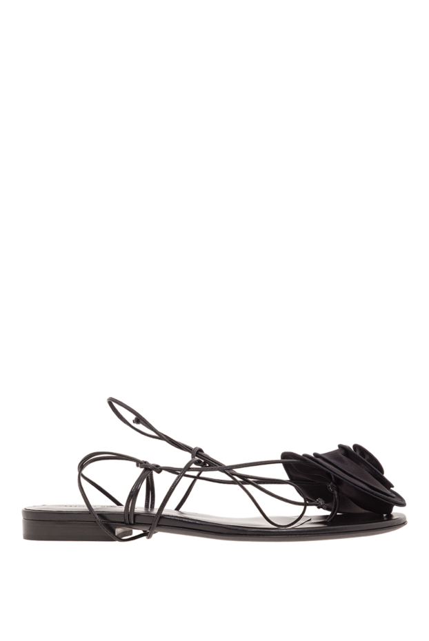 Black knit lace floral pattern flat sandals - photo 1