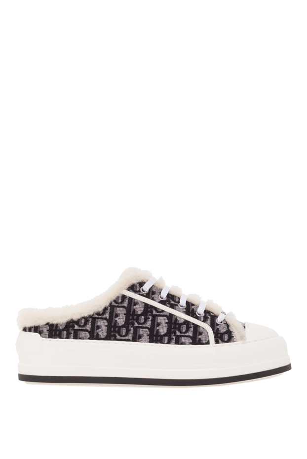 Dior walk'n' cotton mules with embroidery and white sheepskin lining 192294 - photo 1