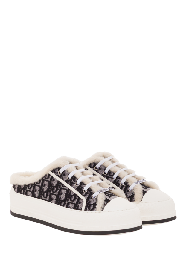 Dior walk'n' cotton mules with embroidery and white sheepskin lining 192294 - photo 3