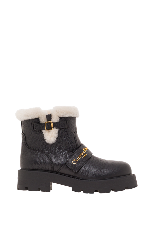 Dior d-quest black calfskin ankle boots with fur trim 192295 - photo 1