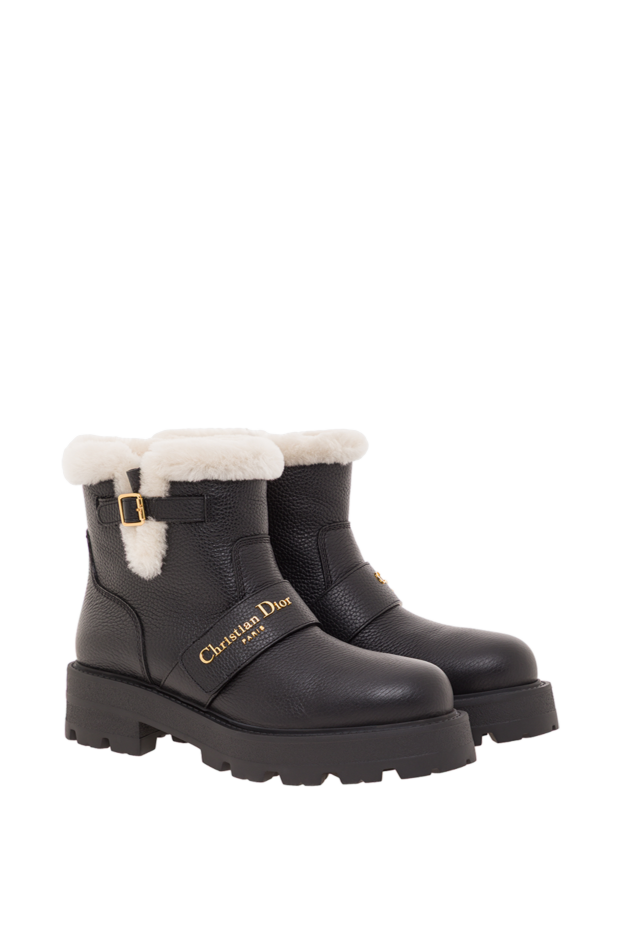 Dior d-quest black calfskin ankle boots with fur trim 192295 - photo 3