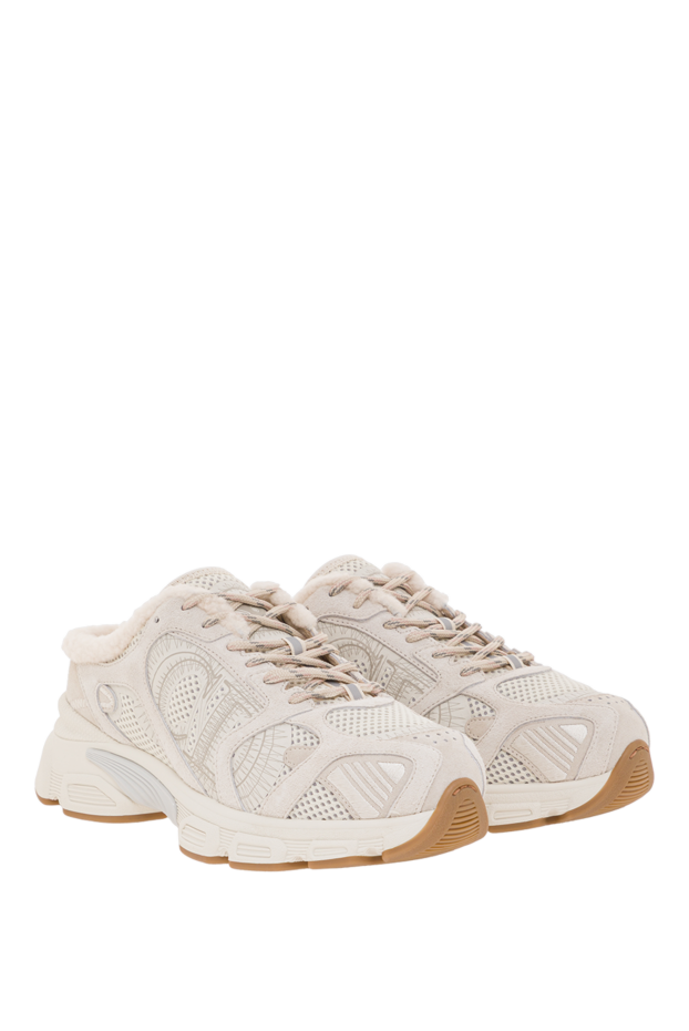 Dior women's chrono sneakers in white mesh with fur lining 192296 - photo 3
