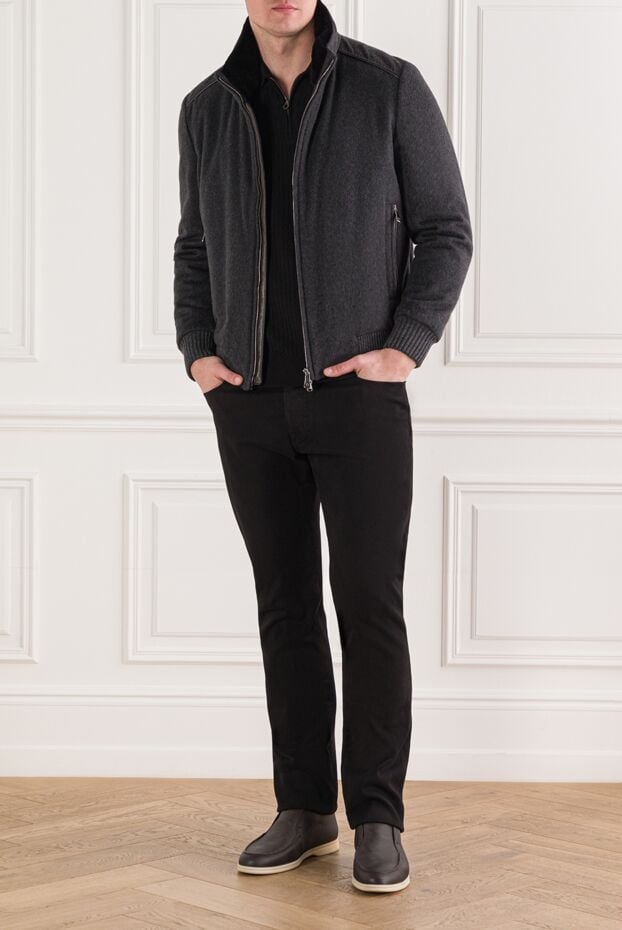 Bilancioni men's cashmere bomber jacket with shearling collar 192364 - photo 2