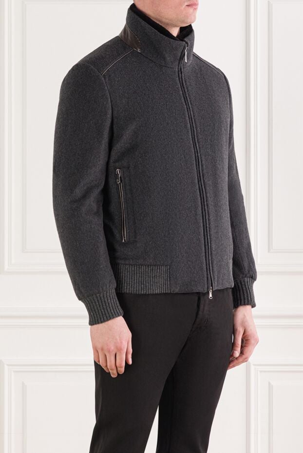 Bilancioni men's cashmere bomber jacket with shearling collar 192364 - photo 3