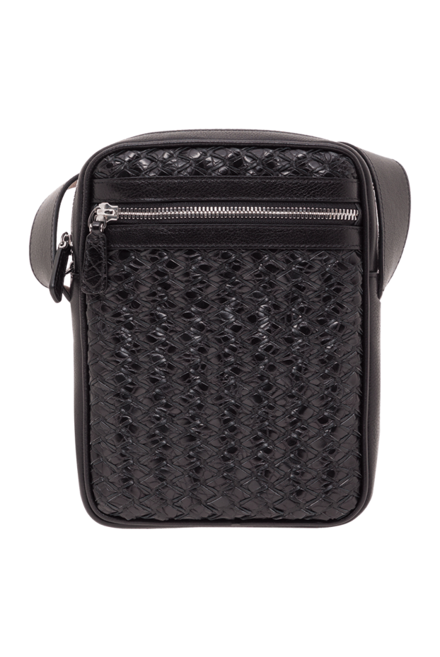 Tardini men's black woven leather shoulder messenger bag 192375 - photo 1