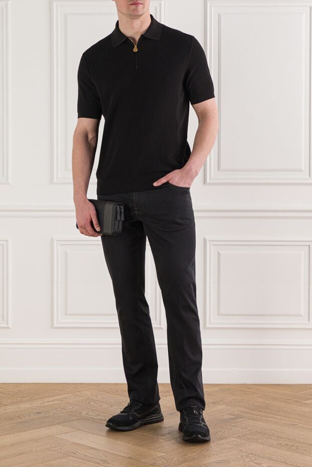 Stefano Ricci anthracite knitted polo shirt with gold zipper 192390 - photo 2