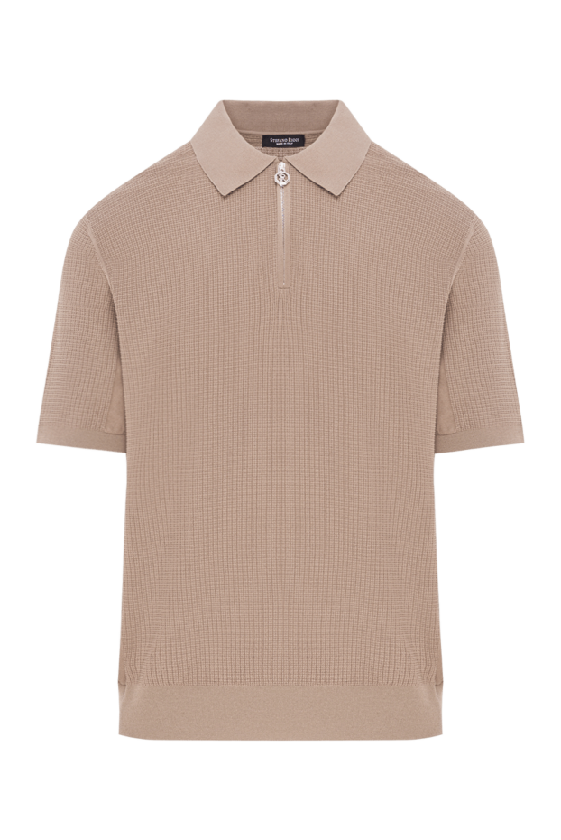 Stefano Ricci men's beige ribbed cotton polo shirt with zip fastening 192392 - photo 1