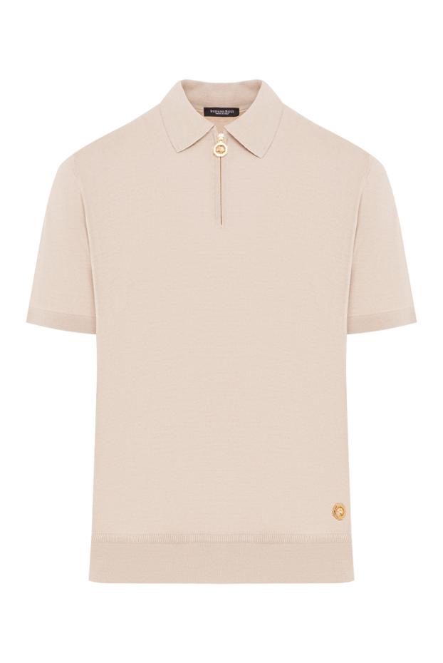 Stefano Ricci light beige silk men's polo shirt with a zipper 192395 - photo 1