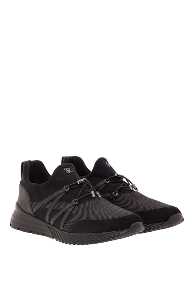 Stefano Ricci black men's sneakers made of textile with leather inserts 192400 - photo 3