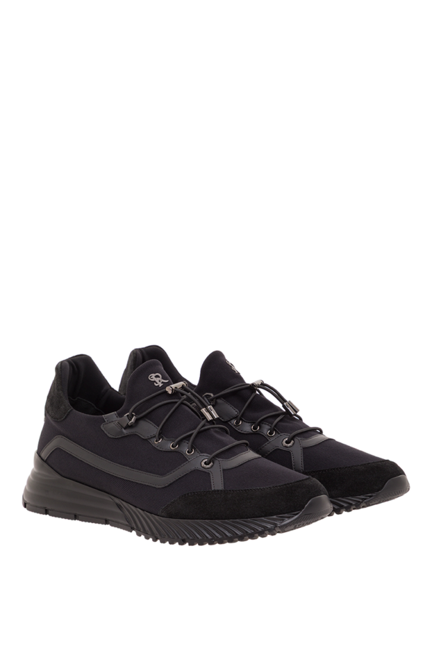 Stefano Ricci black men's sneakers made of textile with leather trim 192401 - photo 3