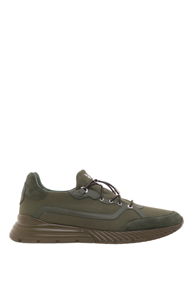 Stefano Ricci men's green textile sneakers with leather overlays 192402 - photo 1