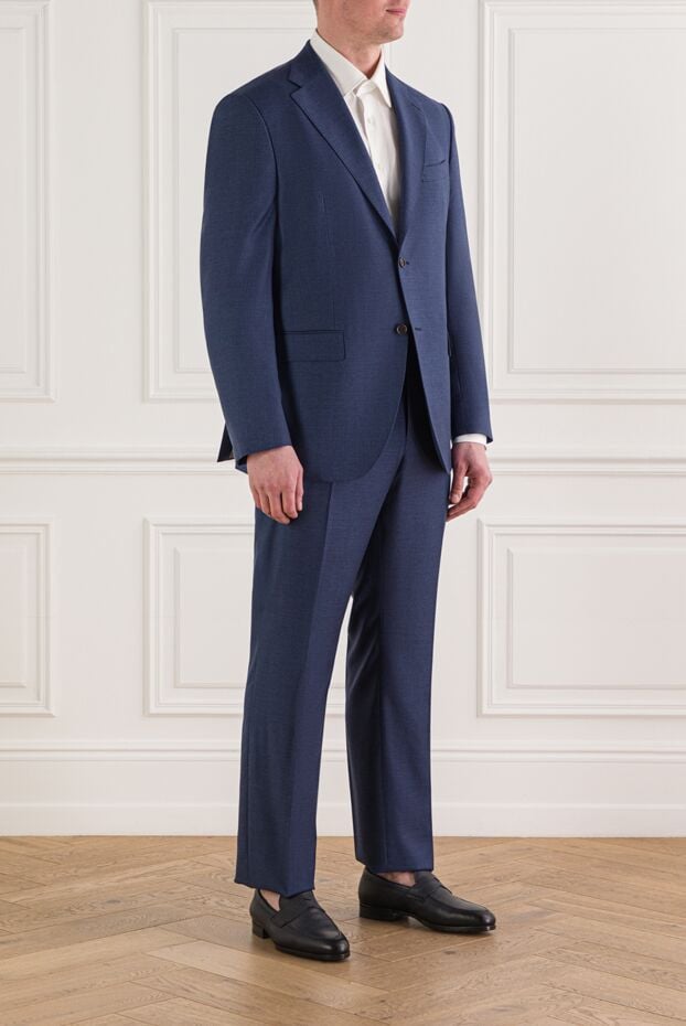 Kiton solid blue two-piece suit made of premium wool fabric 192416 - photo 3