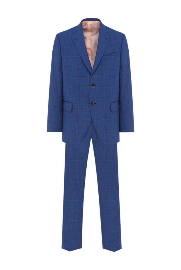Brioni blue wool two-piece suit in an elegant burgundy check 192418 - photo 1