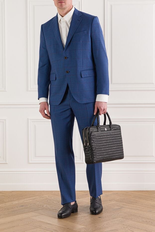 Brioni blue wool two-piece suit in an elegant burgundy check 192418 - photo 2