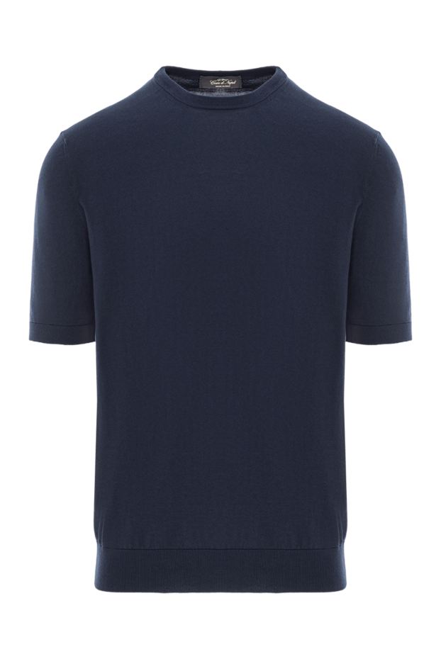 Cesare di Napoli в'язаний джемпер з коротким рукавом синього кольору 192436 - фото 1
