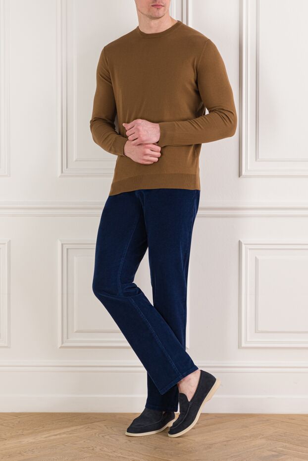 Cesare di Napoli brown men's classic-cut cotton jumper 192457 - photo 2