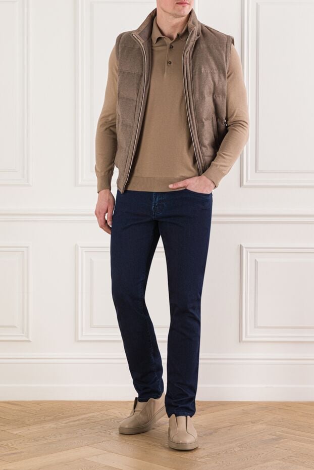 Cesare di Napoli beige knitted polo shirt with long sleeves 192478 - photo 2
